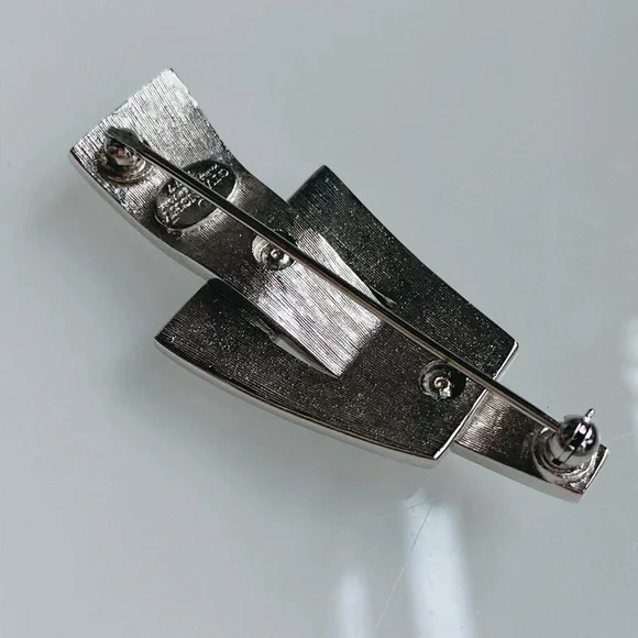 Vintage GIVENCHY 1977 Pave Swarovski Crystals Silver Buckle Brooch Pin COA - Picture 2 of 4